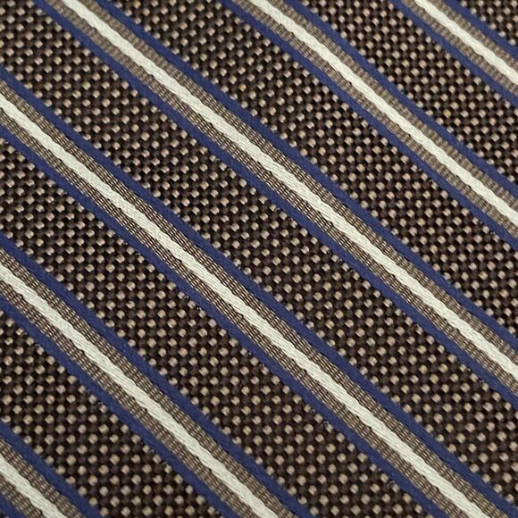 Pronto Uomo Platinum Brown Blue 100% Silk Men’s Neck Tie Made In China - Picture 9 of 9